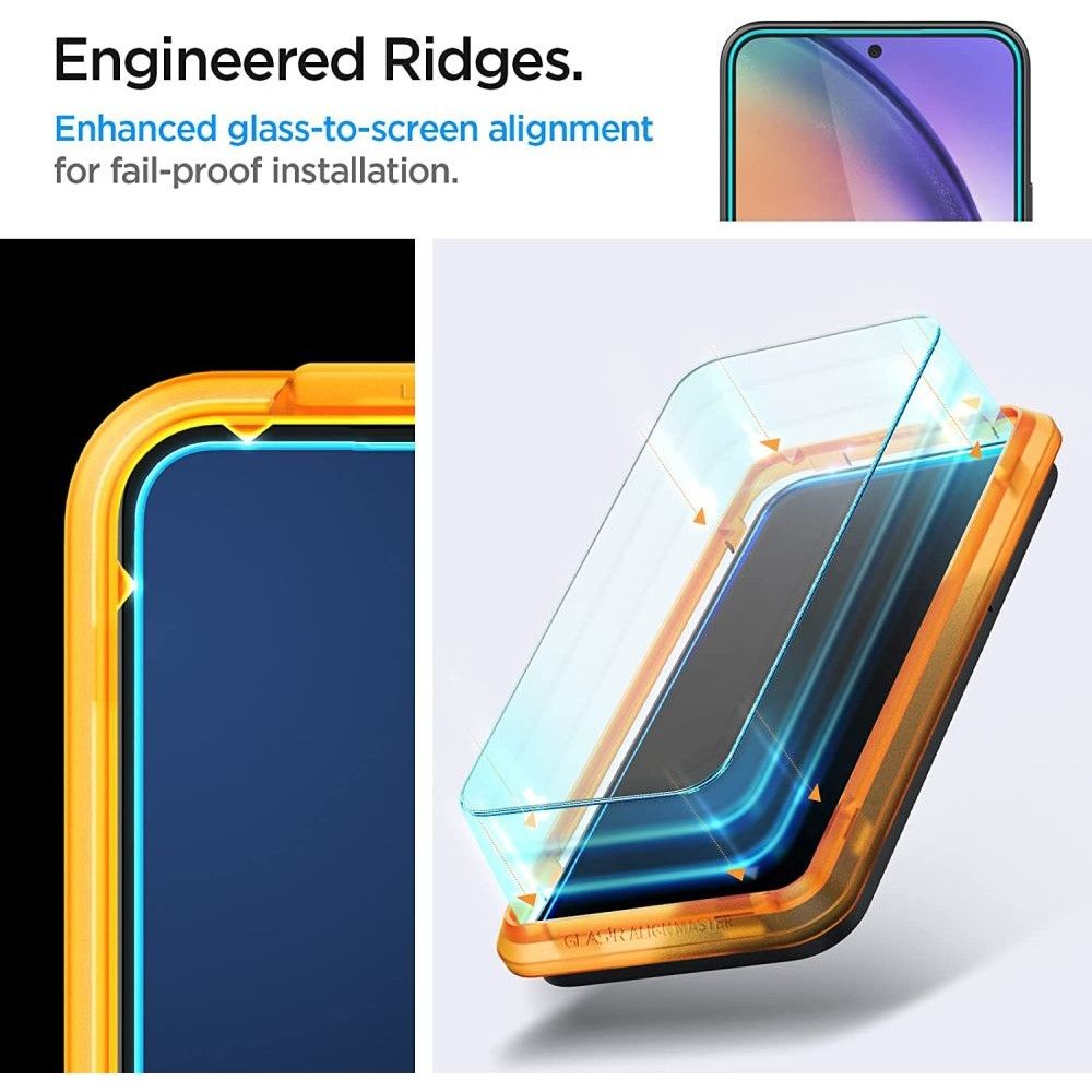 Skjermbeskyttelsesfilm Spigen GlastR Align Master for Samsung Galaxy A54 A546, Herdet glass, Full lim, Sett med 2 stk AGL05966