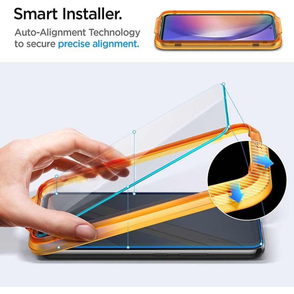 Skjermbeskyttelsesfilm Spigen GlastR Align Master for Samsung Galaxy A54 A546, Herdet glass, Full lim, Sett med 2 stk AGL05966