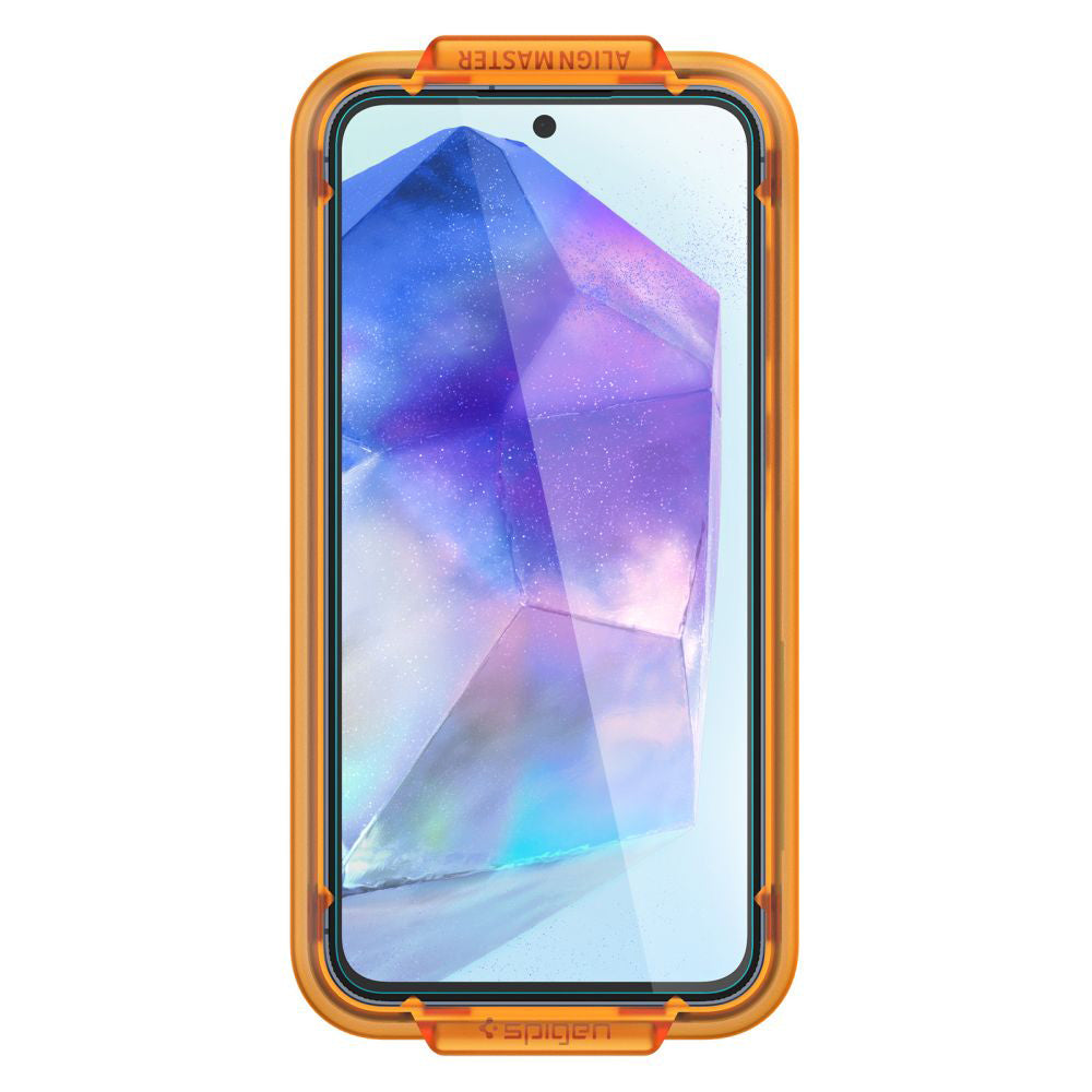 Skjermbeskyttelsesfilm Spigen GlastR Align Master for Samsung Galaxy A55 5G A556, Herdet glass, Full lim, Sett med 2 stk AGL07775