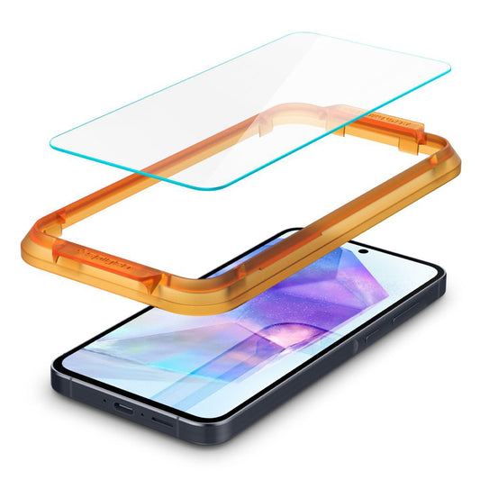 Skjermbeskyttelsesfilm Spigen GlastR Align Master for Samsung Galaxy A55 5G A556, Herdet glass, Full lim, Sett med 2 stk AGL07775