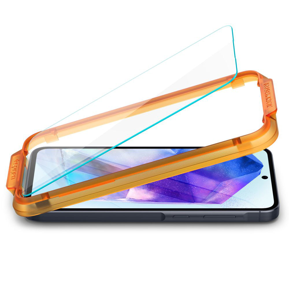 Skjermbeskyttelsesfilm Spigen GlastR Align Master for Samsung Galaxy A55 5G A556, Herdet glass, Full lim, Sett med 2 stk AGL07775