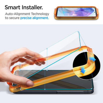 Skjermbeskyttelsesfilm Spigen GlastR Align Master for Samsung Galaxy A55 5G A556, Herdet glass, Full lim, Sett med 2 stk AGL07775