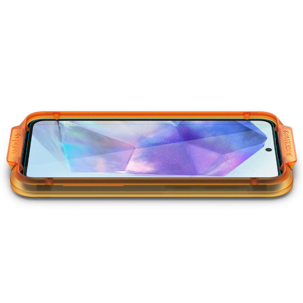 Skjermbeskyttelsesfilm Spigen GlastR Align Master for Samsung Galaxy A55 5G A556, Herdet glass, Full lim, Sett med 2 stk AGL07775