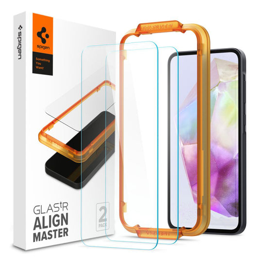 Skjermbeskytter Spigen GlastR Align Master for Samsung Galaxy M35 / A35 5G A356, Herdet Glass, Full Lim, Sett med 2 stykker AGL07772