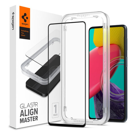 Skjermbeskytter Spigen GlastR Align Master for Samsung Galaxy M53 M536, Herdet glass, Full lim, Svart