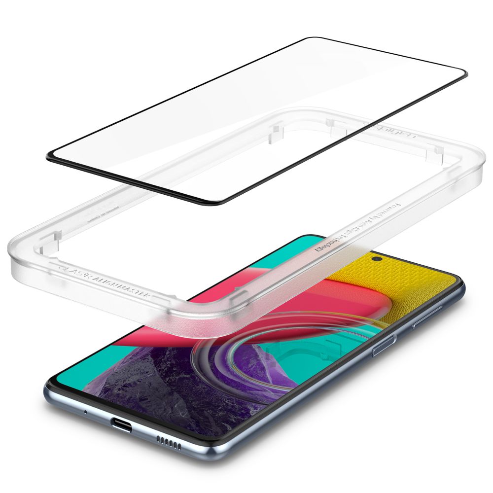 Skjermbeskytter Spigen GlastR Align Master for Samsung Galaxy M53 M536, Herdet glass, Full lim, Svart