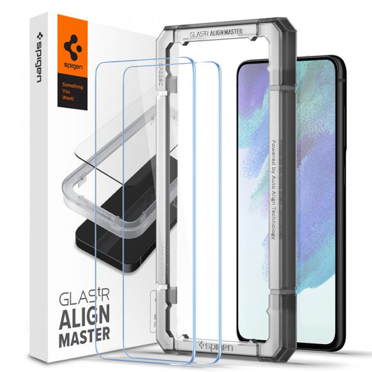 Skjermbeskytter Spigen GlastR Align Master for Samsung Galaxy S21 FE 5G G990, Herdet glass, Full lim, Sett med 2 stykker AGL03088