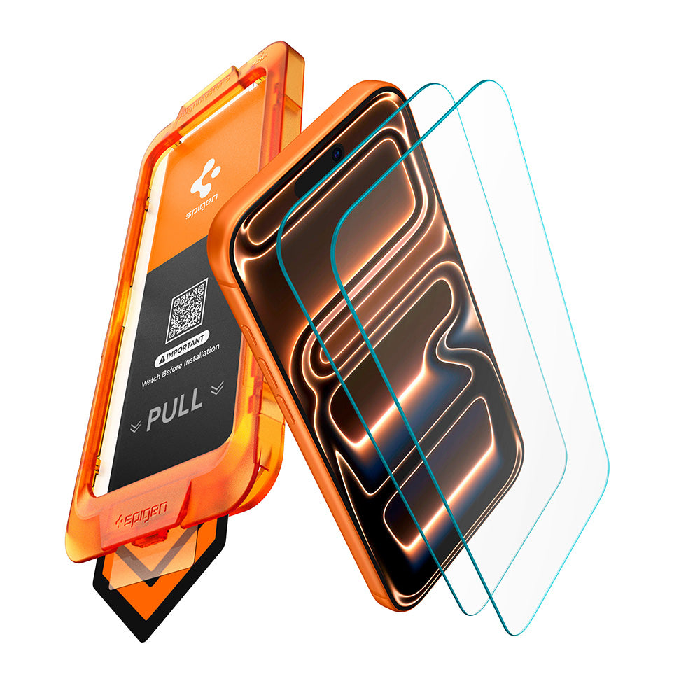 Skjermbeskyttelsesfilm Spigen GlastR AlignMaster S for Apple iPhone 18 Pro Max / 17 Pro Max, Herdet glass, Full lim, Sett med 2 stk AGL10101