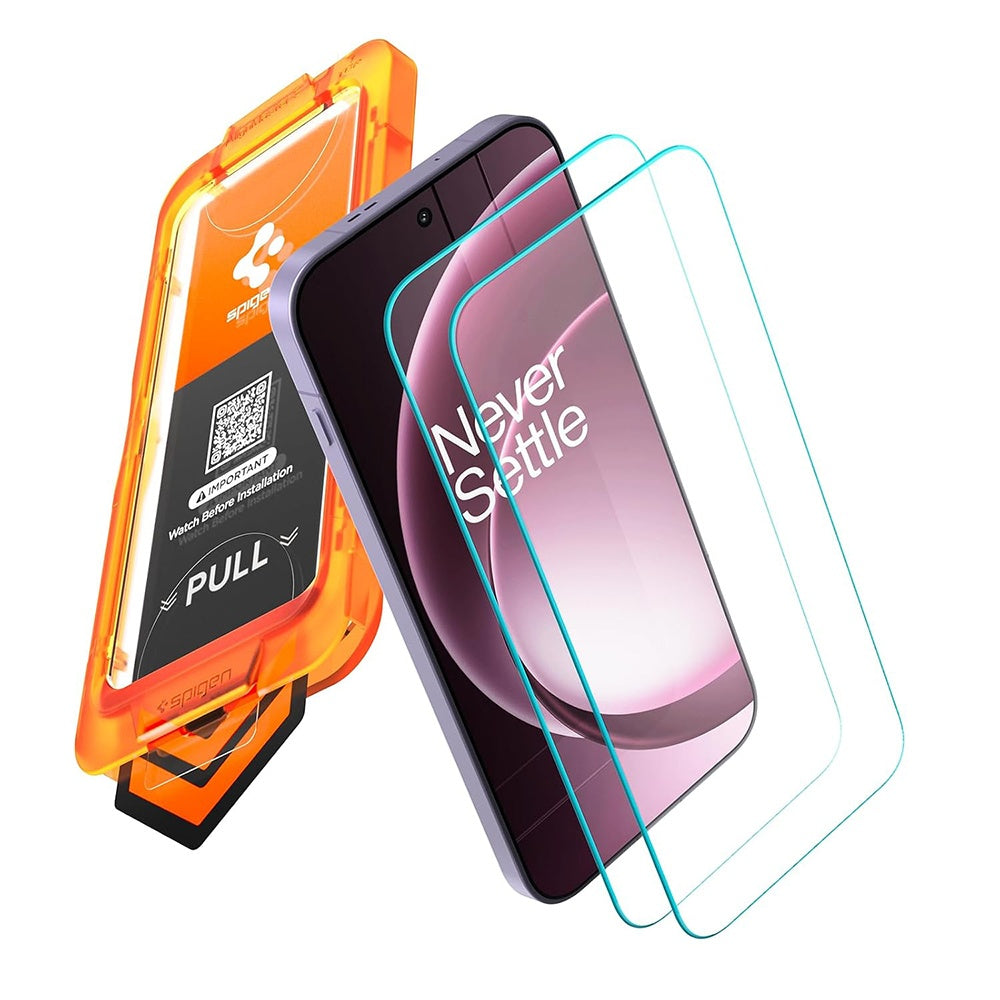Skjermbeskyttelsesfilm Spigen GlastR AlignMaster S for OnePlus 15, Herdet glass, Full lim, Sett med 2 stk AGL11333