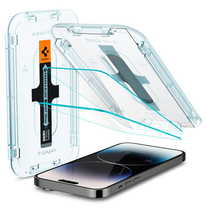 Skjermbeskyttelsesfolie Spigen GlastR EZ FIT for Apple iPhone 14 Pro, Herdet glass, Full lim, Sett med 2 stykker