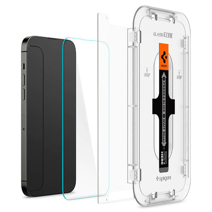 Skjermbeskyttelsesfolie Spigen GlastR EZ FIT for Apple iPhone 14 Pro, Herdet glass, Full lim, Sett med 2 stykker