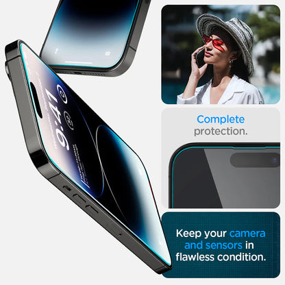 Skjermbeskyttelsesfolie Spigen GlastR EZ FIT for Apple iPhone 14 Pro, Herdet glass, Full lim, Sett med 2 stykker