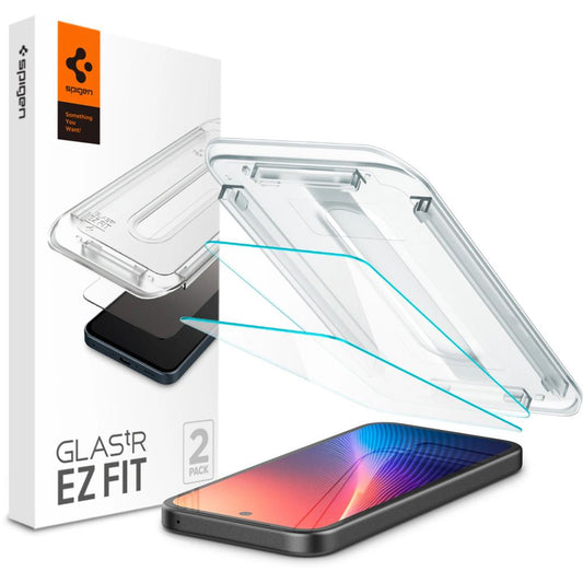 Skjermbeskytter Spigen GlastR EZ FIT for Google Pixel 9a, Herdet glass, Full lim, Sett med 2 stykker AGL08938