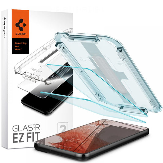 Skjermbeskyttelsesfilm Spigen GlastR EZ FIT for Samsung Galaxy S22 5G S901, Herdet glass, Full lim, Sett med 2 stk AGL04151