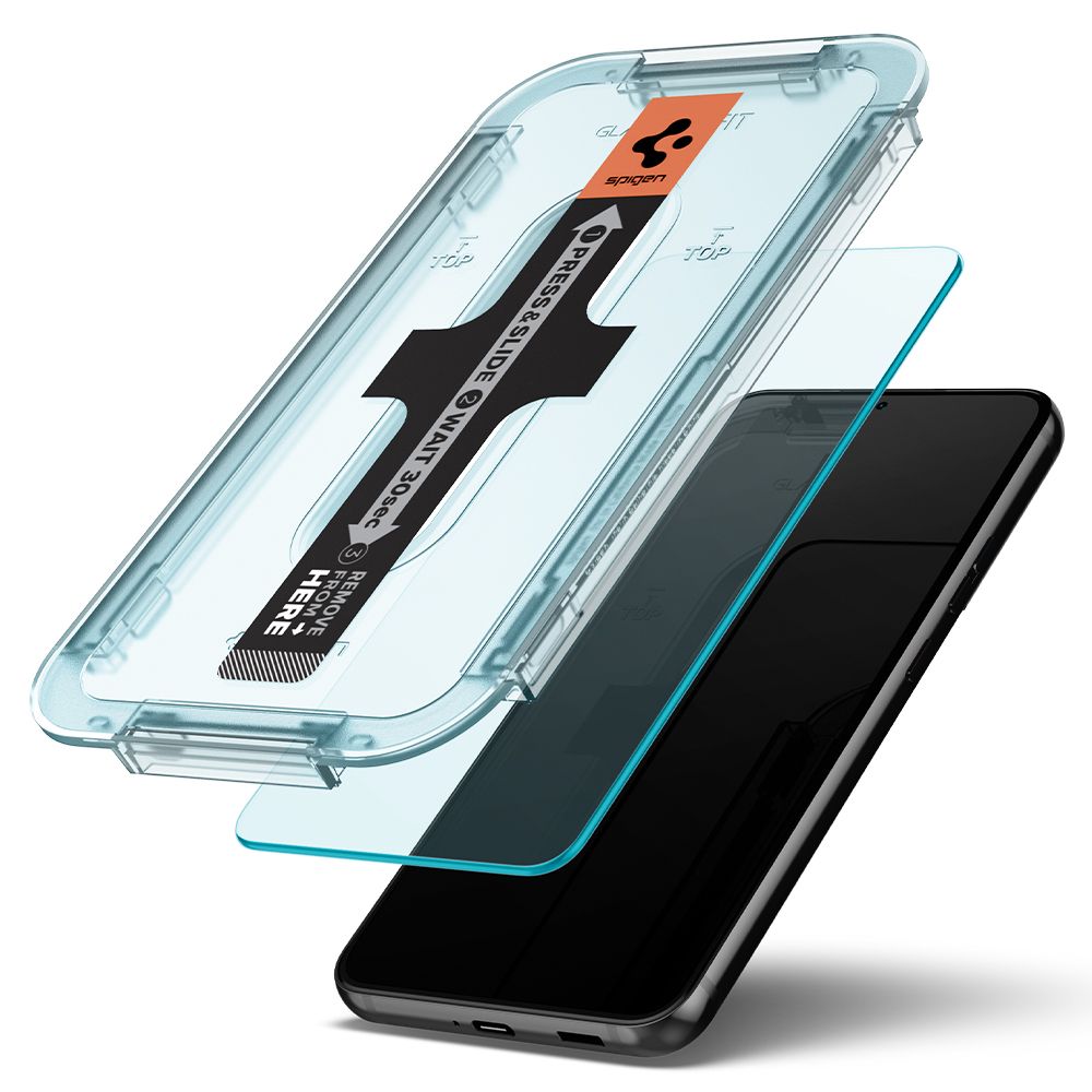 Skjermbeskyttelsesfilm Spigen GlastR EZ FIT for Samsung Galaxy S22 5G S901, Herdet glass, Full lim, Sett med 2 stk AGL04151
