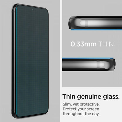 Skjermbeskyttelsesfilm Spigen GlastR EZ FIT for Samsung Galaxy S22 5G S901, Herdet glass, Full lim, Sett med 2 stk AGL04151