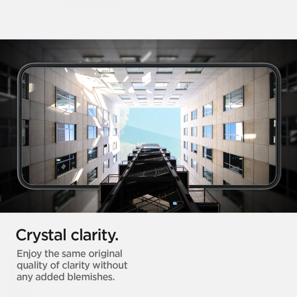 Skjermbeskyttelsesfilm Spigen GlastR EZ FIT for Samsung Galaxy S22 5G S901, Herdet glass, Full lim, Sett med 2 stk AGL04151