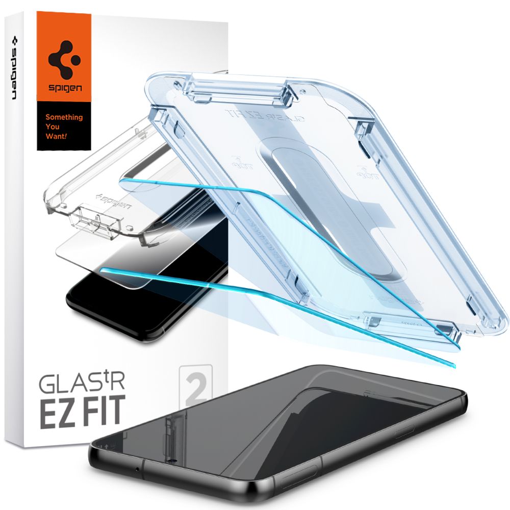 Skjermbeskytter Spigen GlastR EZ FIT for Samsung Galaxy S23 S911, Herdet Glass, Full Lim, Sett med 2 stykker AGL05958