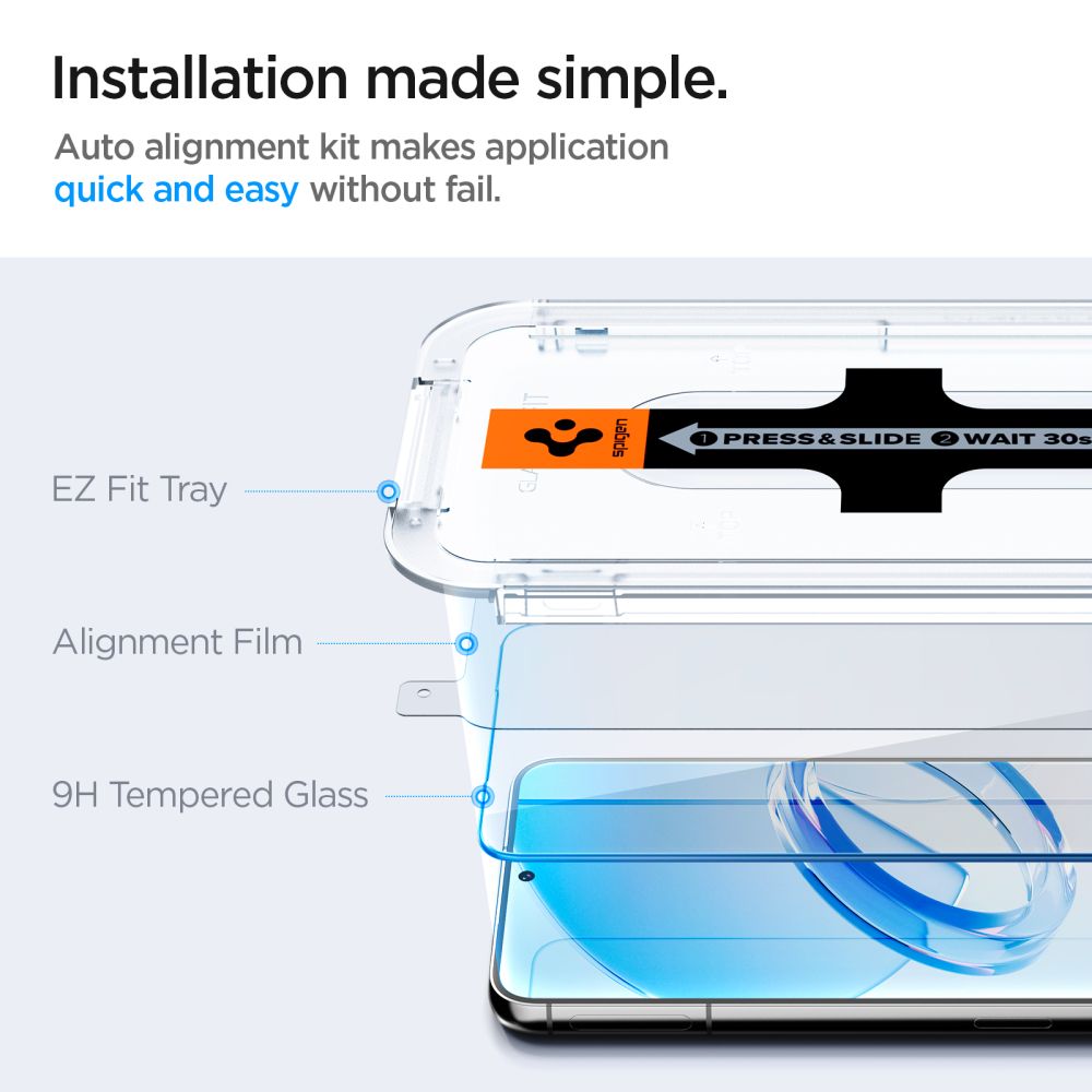 Skjermbeskytter Spigen GlastR EZ FIT for Samsung Galaxy S23 S911, Herdet Glass, Full Lim, Sett med 2 stykker AGL05958