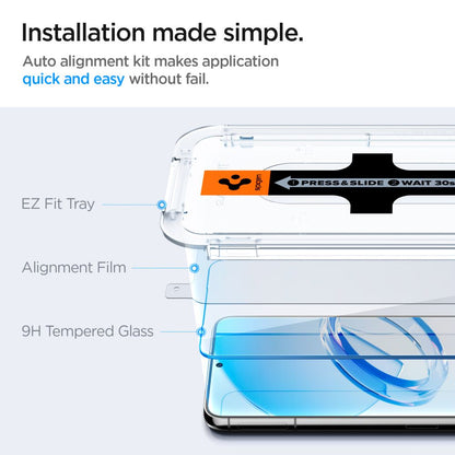 Skjermbeskytter Spigen GlastR EZ FIT for Samsung Galaxy S23 S911, Herdet Glass, Full Lim, Sett med 2 stykker AGL05958