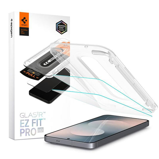 Skjermbeskyttelsesfolie Spigen GlastR EZ FIT Pro HD for Samsung Galaxy S25 FE, Herdet glass, Full lim, Sett med 2 stykker