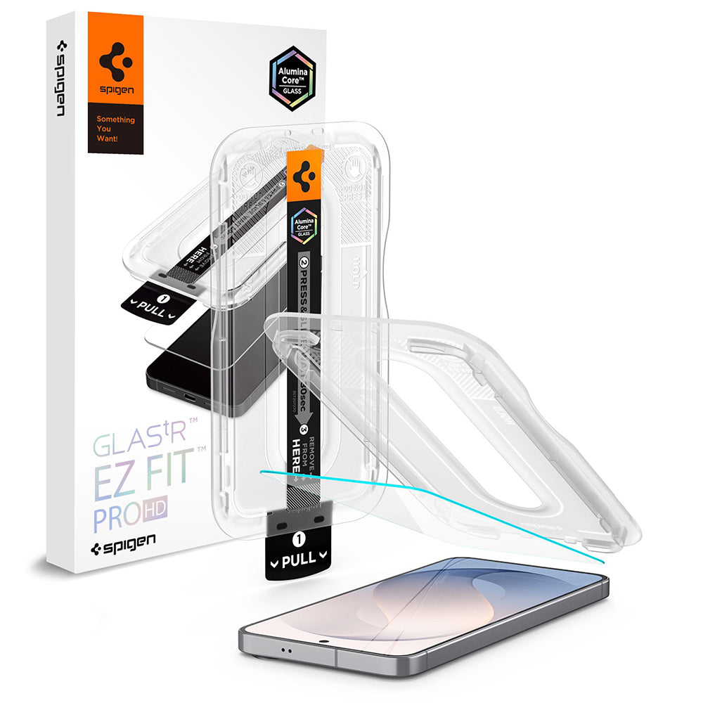 Skjermbeskyttelsesfilm Spigen GlastR EZ FIT Pro HD for Samsung Galaxy S26 FE S741, Herdet glass, Full lim AGL11996
