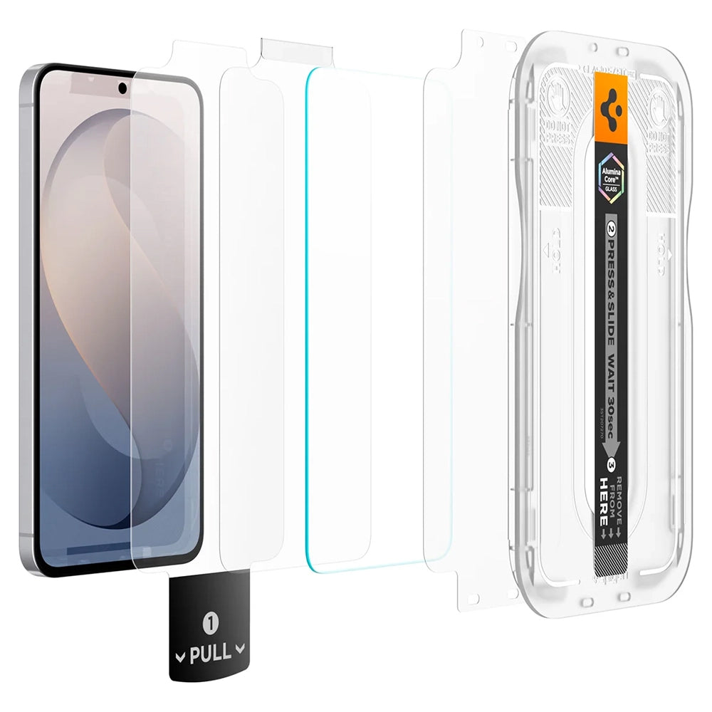 Skjermbeskyttelsesfilm Spigen GlastR EZ FIT Pro HD for Samsung Galaxy S26 FE S741, Herdet glass, Full lim AGL11996