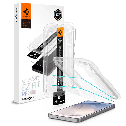 Skjermbeskyttelsesfilm Spigen GlastR EZ FIT Pro HD for Samsung Galaxy S26 FE S741, Herdet glass, Full lim, Sett med 2 stk AGL11811