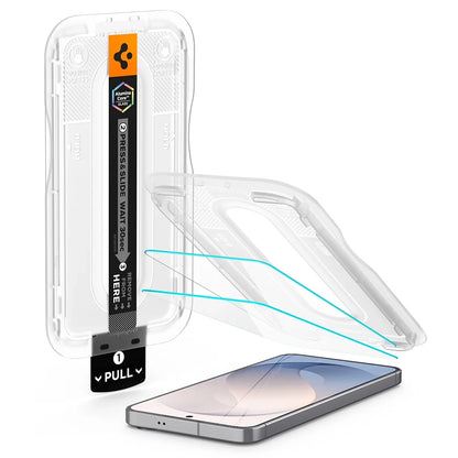 Skjermbeskyttelsesfilm Spigen GlastR EZ FIT Pro HD for Samsung Galaxy S26 FE S741, Herdet glass, Full lim, Sett med 2 stk AGL11811