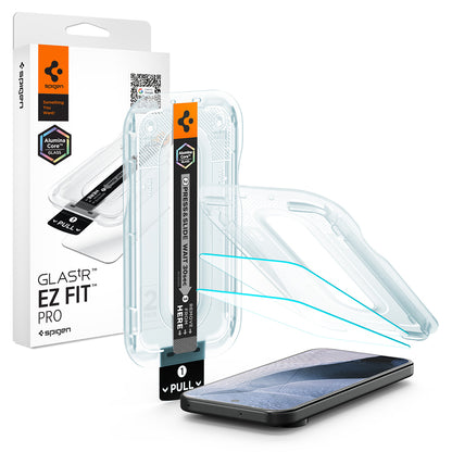 Skjermbeskyttelse Spigen GlastR EZ FIT Pro for Google Pixel 11 Pro / 11, Herdet glass, Full lim, Sett med 2 stk AGL11480