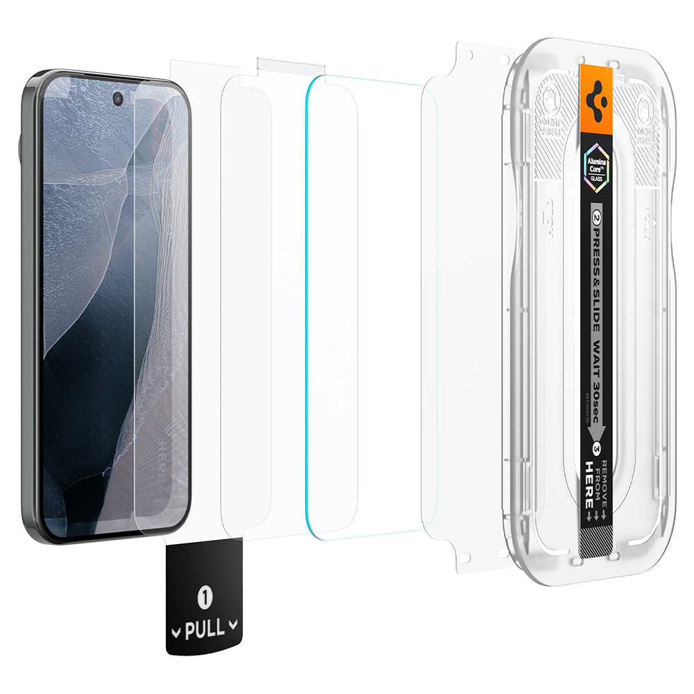 Skjermbeskyttelse Spigen GlastR EZ FIT Pro for Google Pixel 11 Pro / 11, Herdet glass, Full lim, Sett med 2 stk AGL11480
