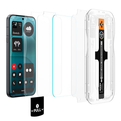 Skjermbeskyttelsesfilm Spigen GlastR EZ FIT Pro for Nothing Phone (4a) Pro, Herdet glass, Full lim, Sett med 2 stk AGL11681
