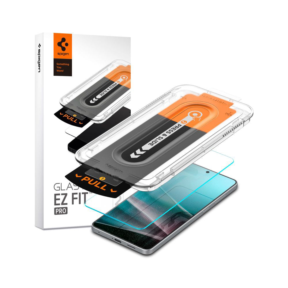 Skjermbeskyttelsesfolie Spigen GlastR EZ FIT Pro for Samsung Galaxy S25 Edge S937, Herdet Glass, Full Lim