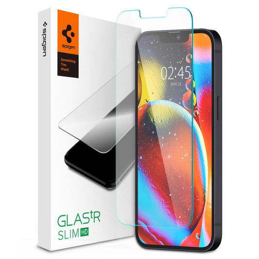 Skjermbeskytter Spigen GlastR Slim for Apple iPhone 17e / 16e / 14 / 13 Pro, Herdet Glass, Full Lim AGL03391
