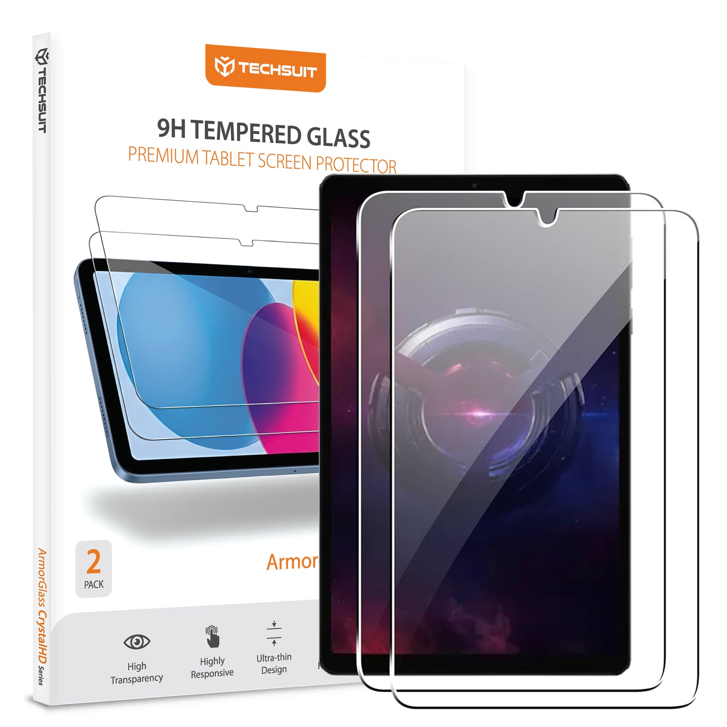 Skjermbeskyttelsesfolie Techsuit ArmorGlass CrystalHD for Lenovo Legion Y700 (2025), Herdet glass, Full lim, Sett med 2 stykker