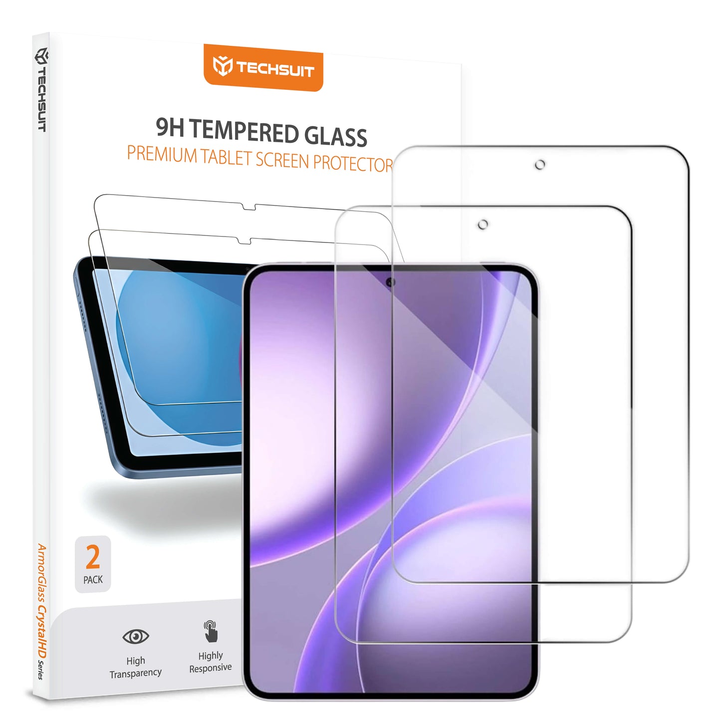 Techsuit ArmorGlass CrystalHD skjermbeskyttelsesfilm for Oppo Pad Mini, Herdet glass, Full lim, Sett med 2 stk
