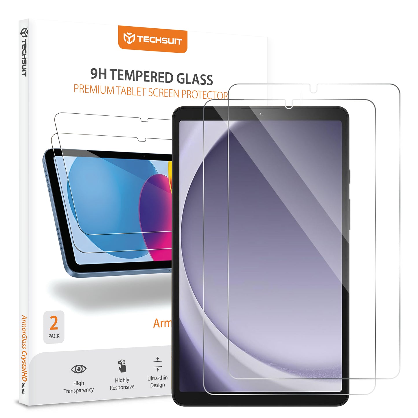 Skjermbeskytter Techsuit ArmorGlass CrystalHD for Samsung Galaxy Tab A11 / Tab A9, Herdet glass, Full lim, Sett med 2 stykker