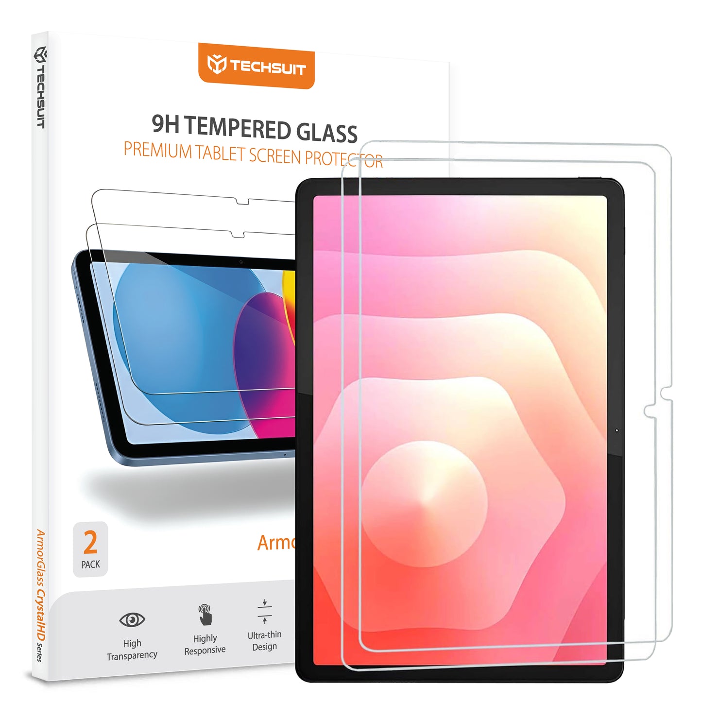 Skjermbeskytter Techsuit ArmorGlass CrystalHD for Samsung Galaxy Tab S11, Herdet Glass, Full Lim, Sett med 2 stykker