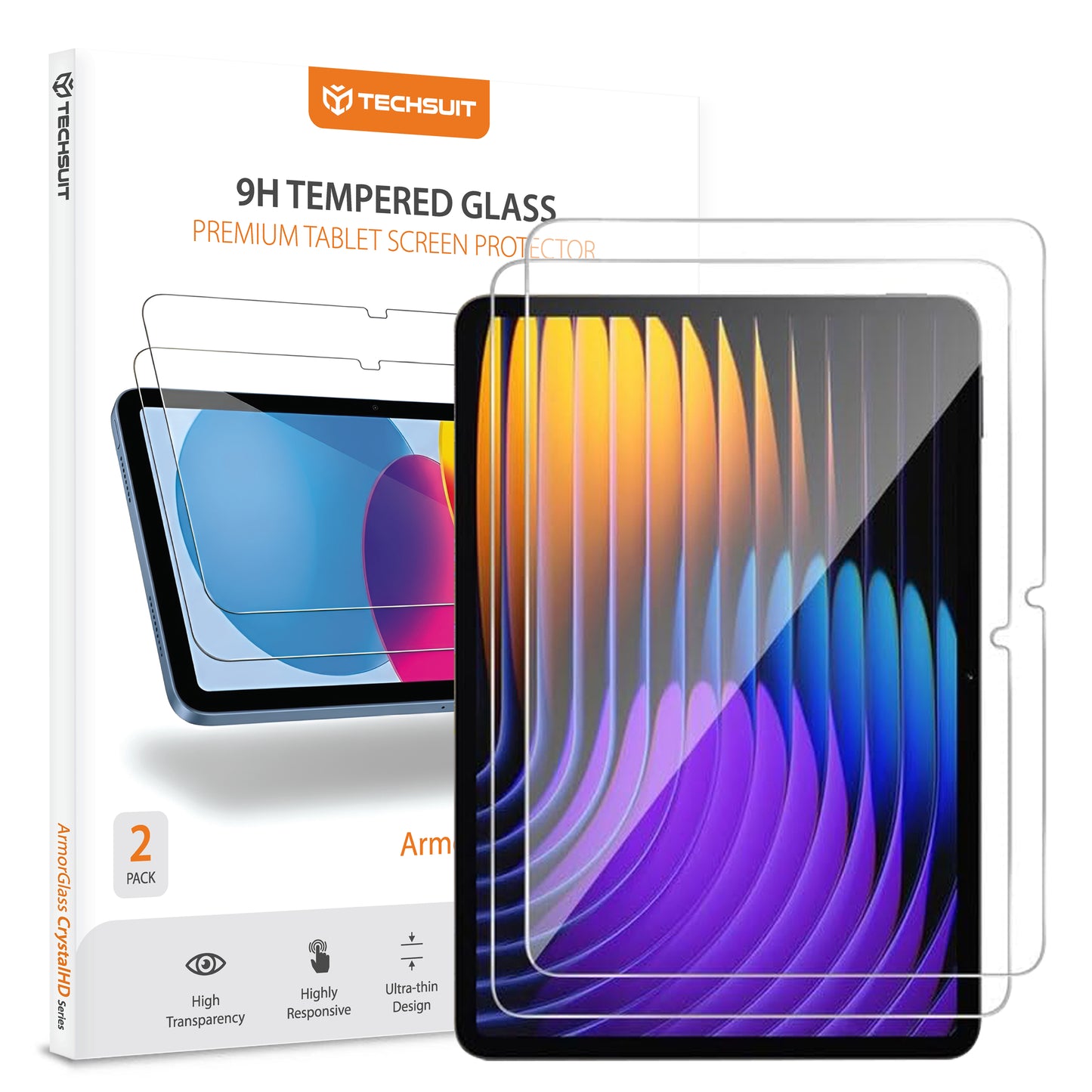 Skjermbeskytter Techsuit ArmorGlass CrystalHD for Xiaomi Pad 7 / 7 Pro, Herdet glass, Full lim, Sett med 2 stykker