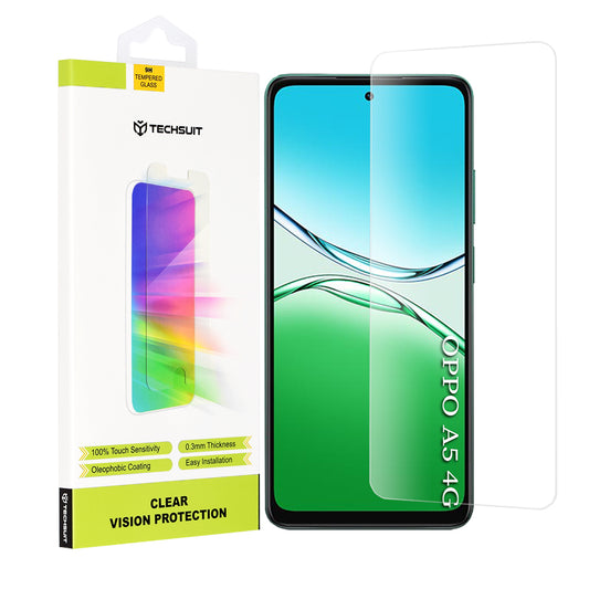 Techsuit Clear Vision skjermbeskyttelse for Oppo A5 4G, Herdet glass, Full lim
