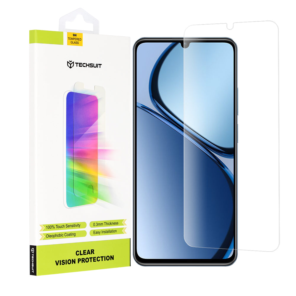 Beskyttelsesfilm Techsuit Clear Vision for Realme C63 / C61, Herdet Glass, Full Lim, Gjennomsiktig