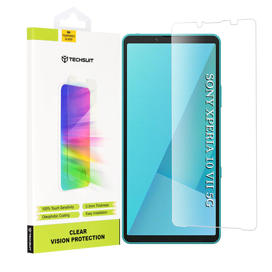 Techsuit Clear Vision skjermbeskyttelse for Sony Xperia 10 VII, Herdet glass, Full lim