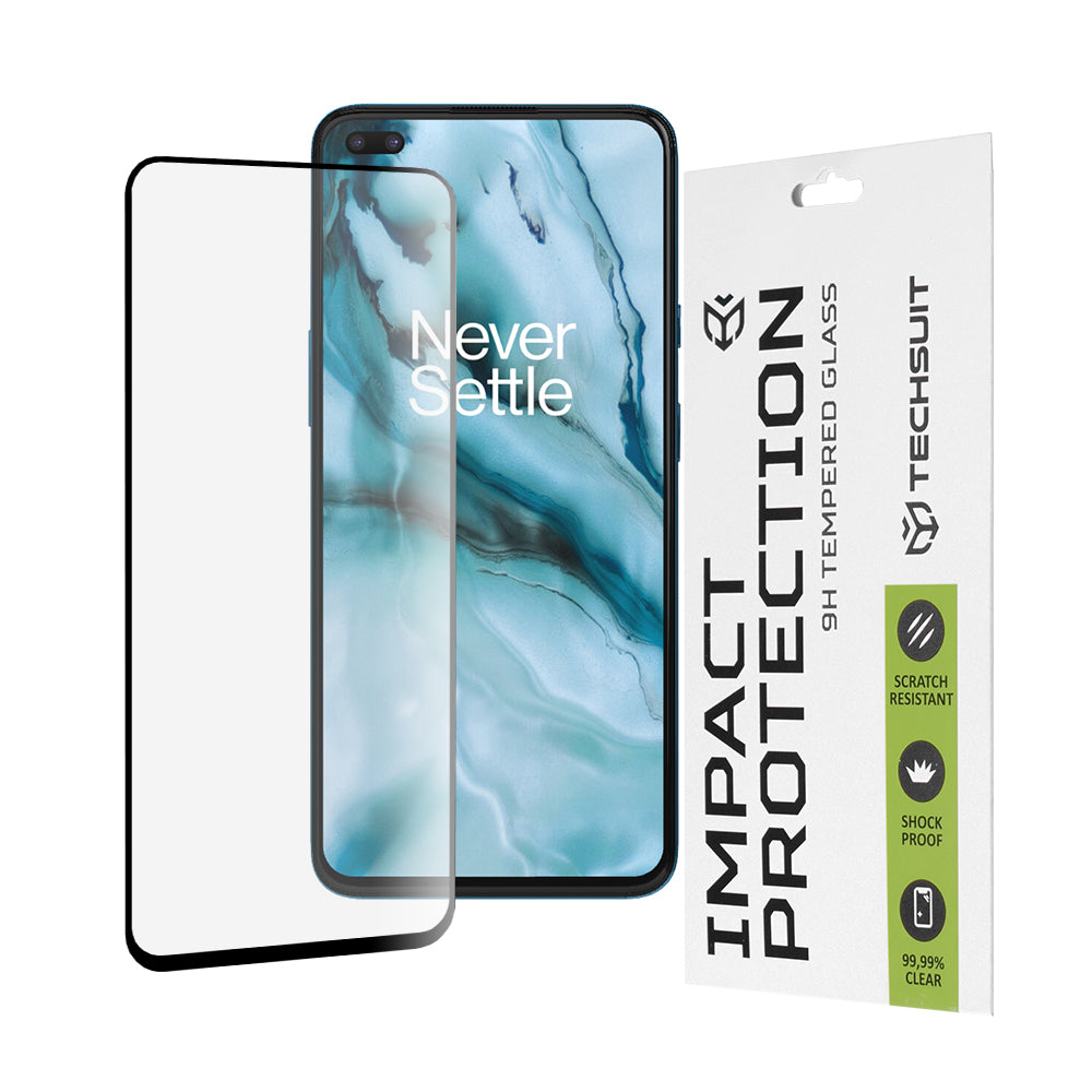 Techsuit M1 skjermbeskyttelse for OnePlus Nord, Herdet glass, Full lim, 111D, Svart