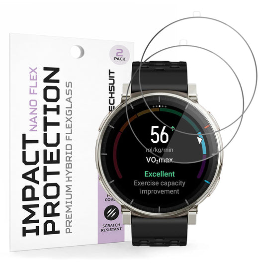 Skjermbeskytter Techsuit Nano Flex for Amazfit Active 3 Premium, Plast, Sett med 2 stykker, Svart