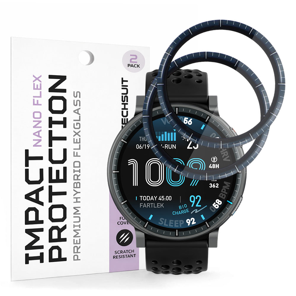 Skjermbeskytter Techsuit Nano Flex for Amazfit Active Max, Plast, Sett med 2 stykker, Svart
