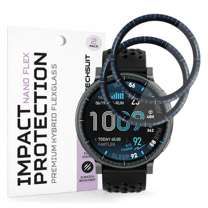 Skjermbeskytter Techsuit Nano Flex for Amazfit Active Max, Plast, Sett med 2 stykker, Svart