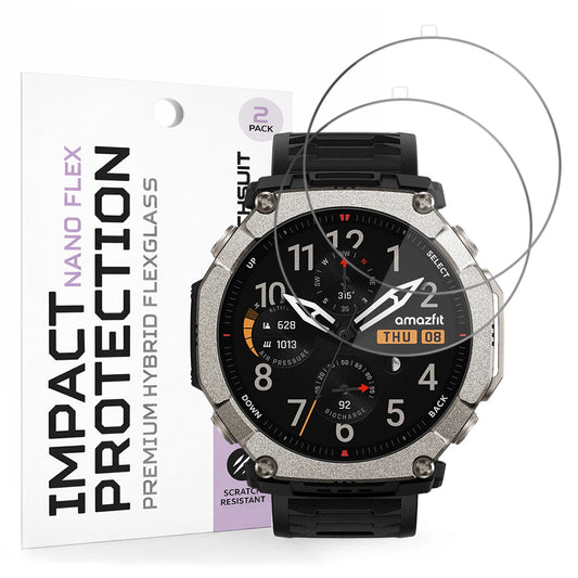 Skjermbeskyttelsesfolie Techsuit Nano Flex for Amazfit T-Rex Ultra 2, Plast, Sett med 2 stykker, Svart