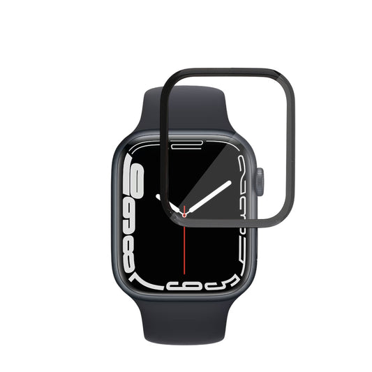 Skjermbeskyttelsesfolie Techsuit Nano Flex for Apple Watch Series 9 / 8 / 7 41mm, Plast, Sett med 2 stykker, Svart