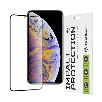 Techsuit skjermbeskyttelsesfilm for Apple iPhone 11 Pro Max / XS Max, Herdet glass, Full lim, 111D, Svart