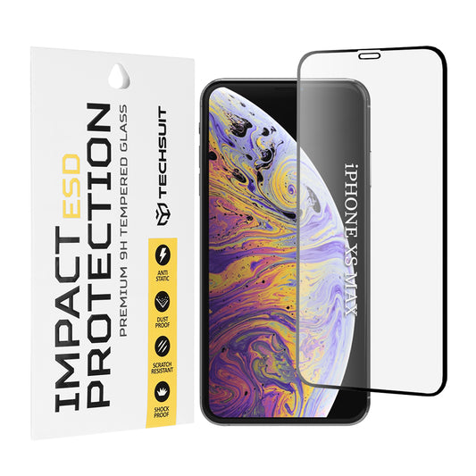 Techsuit skjermbeskyttelsesfilm for Apple iPhone 11 Pro Max / XS Max, Herdet glass, Full lim, Svart